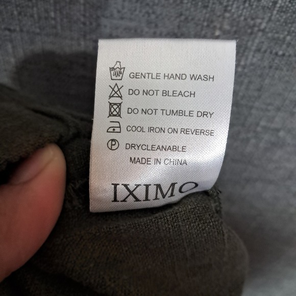 IXIMO Linen Blend Wide Leg Barrel Pants Green Size Large Lagenlook Balloon - Picture 9 of 10